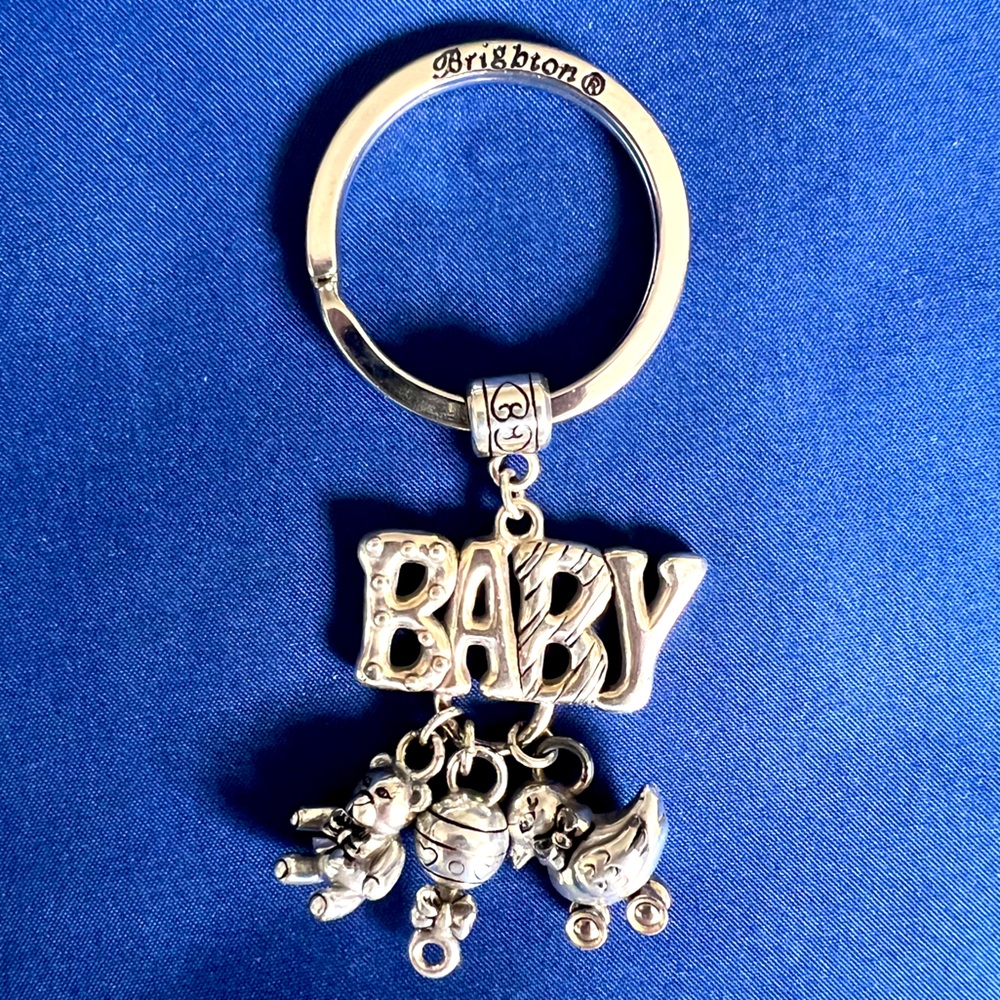 Brighton Keychain Fob for New Mom Sentiment Baby Charms EUC Silver Plated